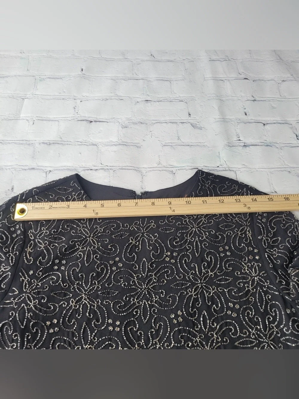 ✅ Alice + Olivia Black Beaded Long Sleeve Mini Dress size 6